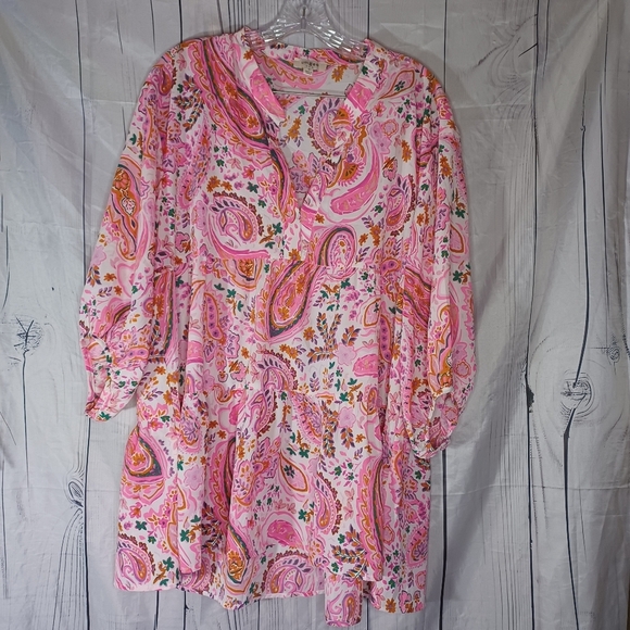 Umgee Dresses & Skirts - Umgee Tunic Pink Floral Paisley Tunic Cottagecore Blouse